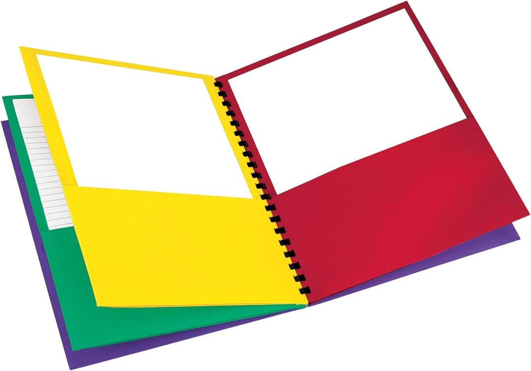 Oxford 8-Pocket Paper Folder, Letter Size, 200-Sheet Capacity, Multicolor, Red, Green, Yellow, Purple (99656), Multicilor, 8-1/2" x 11"