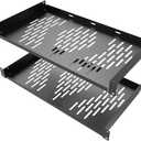 Beiyier 2PCS 1U Universal Server Rack Shelf, 10" Deep Vented Cantilever Mount Tray, for 19 Network Equipment Rack & Cabinet (Black)