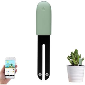 Soil Moisture Meter 4 in 1 for HHCC, Plant Water Monitor, Automatically detects Moisture/Temperature/Light/Fertility, Can Connect to Mobile Phone via Bluetooth, Plants Sensor for Indoor (Green - 1pcs)