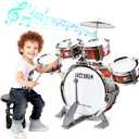 Toy Drum Set for Kids Toddler Jazz Drum Kit with 5 Drums Percussion Musical Instruments Toys for 3 4 5 Year Old Boys Girls Gifts Ages 3-5