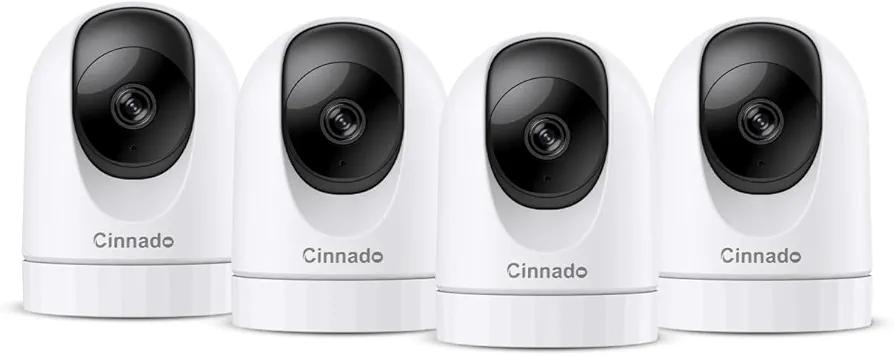 Cinnado 2K Home Security Cameras-2.4Ghz WiFi Indoor Camera with 360° Motion Detection for Pets/Nanny/Baby/Dog, 2 Way Audio, 24/7 SD Card Storage, Cloud Storage, Works with Alexa & Google Home, D1 4P