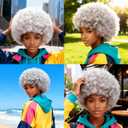 Short Kinky Curly Afro Wig with Bangs Glueless for Black Women Men 70s Disco Bouncy Fluffy Puff Synthetic Heat Resistant Natural Looking Hair for Party Cosplay Daily Use