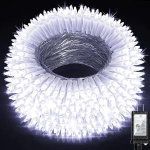 750LED Christmas Lights Outdoor Use, 240ft 12 Modes Cool White LED String Lights with Timer Dimmable, Waterproof Christmas Tree Lights for Xmas Patio Yard Fence Balcony Garden Decor Cool White