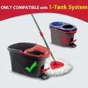 Spin Mop Replacement Set for O-Ceda EasyWring 1-Tank System, Includes 2 Mop Head Replacement, 1 Mop Handle (30-58in Adjustable 4-Section Pole), 1 Scrubber Head, 1 Spin Base