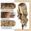 Ash Blonde Lace Front Wig 13x4 Pre Plucked Omber Long Synthetic Wig for Women Body Wave 150% Density Heat Resistant Hair 26 Inch Daily Party Use