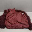 Wyeysyt Womens Faux Fur Coat Cropped Lapel Fluffy Fur Jacket Long Sleeve Open Front Shaggy Fuzzy Outerwear (Large, Winered)