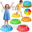 Flooyes Stepping Stones for Kids, 5PCS Light Up & Music Non-Slip Stepping Stones, Sensory Toys for Toddler Balance & Coordination Skills, Indoor & Outdoor Toys for Toddlers Ages 3-5