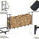 Vailge Firewood Rack Outdoor 8FT with Waterproof Firewood Carrier Bag, Adjustable Heavy Duty Steel Firewood Holder Storage, Log Rack for Fireplace, Fire Pit, Backyard, Camping