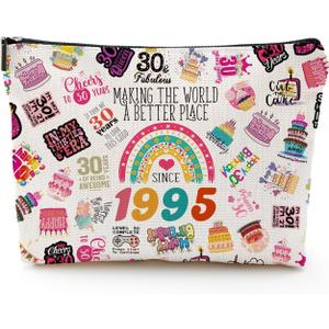 30th Birthday Gifts for Women Makeup Bags, 30th Birthday Decorations for Her, 1995 Anniversary 30 Year Old Gifts Party Favors Ideas for Wife Sister, Best Friend Female, Mothers Day Cosmetic Travel Bag