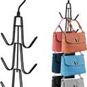 ZEDODIER 2 Pack Purse Organizer for Closet, Heavy-Duty Hanging Purse Hanger Closet Holds Up to 12 Purses, Metal Rotating Space Saving Bag Holder Handbag Storage Hook Backpack Rack, Black