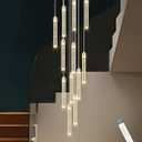 dolria 12-Lights Chandelier LED Dimmable Chandeliers for Entryway Flush Mount Ceiling Pendant Light Fixture Crystal Chandeliers for Living Room Gold Finished Lighting Modern High Ceiling Chandelier