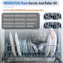 WD28X27241 Dishwasher Rack Carrier and Roller Kit Compatible with GE Dishwasher Baskets Lower Rack Wheels Assembly L and R Side, Replace WD12X10438 WD12X10439 WD12X10446 WD12X10447 WD12X22656 (2 Pack)