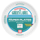 AJM AJMPP6GRE Green Label Paper Plates, Microwavable, 6" Diameter (12 Pack of 100)