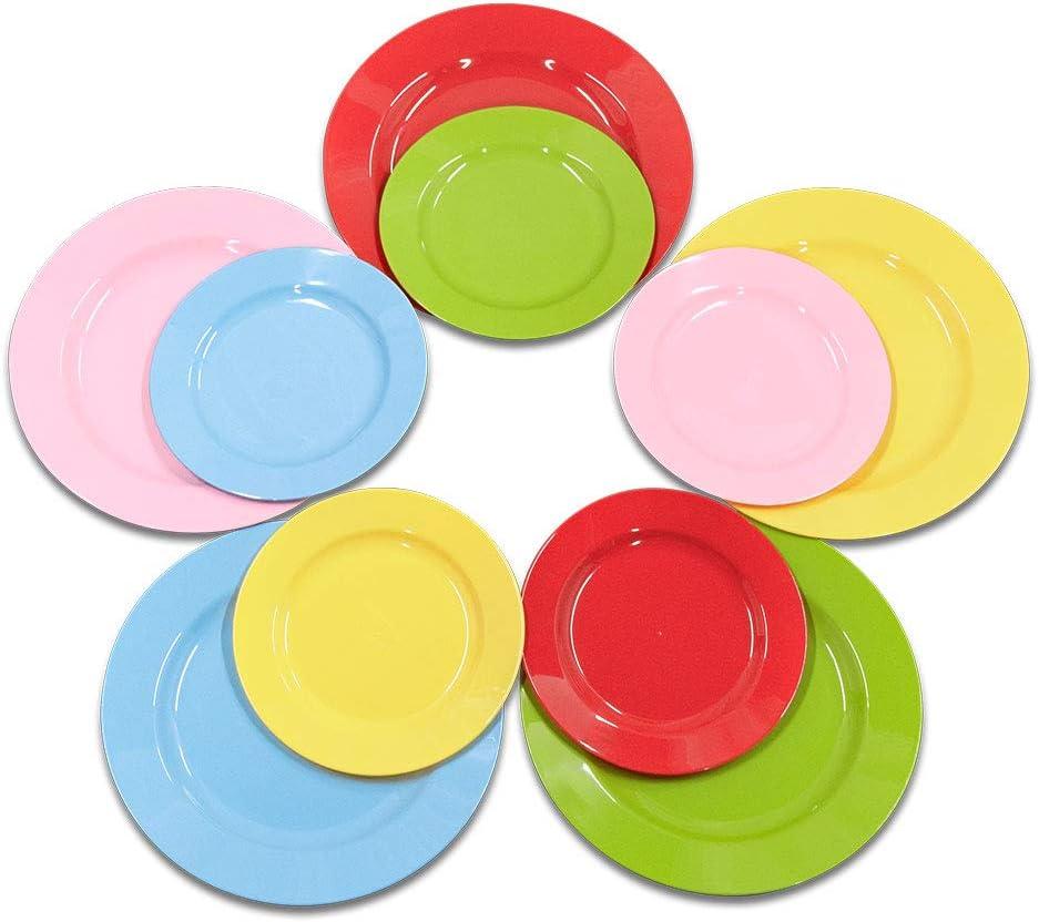 POSATE 60PCS Colorful Disposable Plastic Plates, Heavy Duty Plates for Wedding/Party, 30PCS Dinner Plates 10.25 and 30PCS Dessert/Salad Plates 7.5, Colorful Plates for Party Event