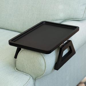 Shamrock Home Bamboo Trayble Couch Arm Table, Clip On Tray Sofa Table for Couches. Sofa Arm Tray for TV Dinners, Remotes, Drinks, Snacks and Small Spaces - 13.75 x 9.5inch, Black