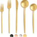 20 Pcs Gold Silverware Set, Stainless Steel Flatware Set Service for 4, Matte Gold Cutlery Set, Include Knives/Forks/Spoons, Dishwasher Safe