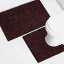 Bathroom Rugs Chenille Bath Mat 2 Piece Set, Super Absorbent, Strong PVC Non Slip Backing, Bath mats for Bathroom, Plush Shaggy, Thick, Machine Washable, Bathtub, Shower, Toilet (Brown), Size: 20''×20''U-Shape+20''×32''