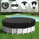 18Ft Round Pool Cover,Heavy Duty Waterproof Round Pool Covers for Above Ground Pools with Ground Nails and Windproof Ropes,Increase Stability&Tear-Resistant, Waterproof and Dustproof, Black