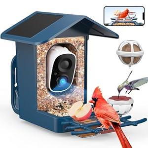 PeckCam® Bird Feeder with Camera Solar Powered, AI Identify & Auto Capture, 2K HD Live Video Smart Bird Feeder Camera Instant Notifications in Backyard, Gift for Bird Lovers
