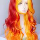 Orange yellow wigs for women orange ombre fire wig costume Wig and flow curl synthetic wigs Halloween costume wig for women
