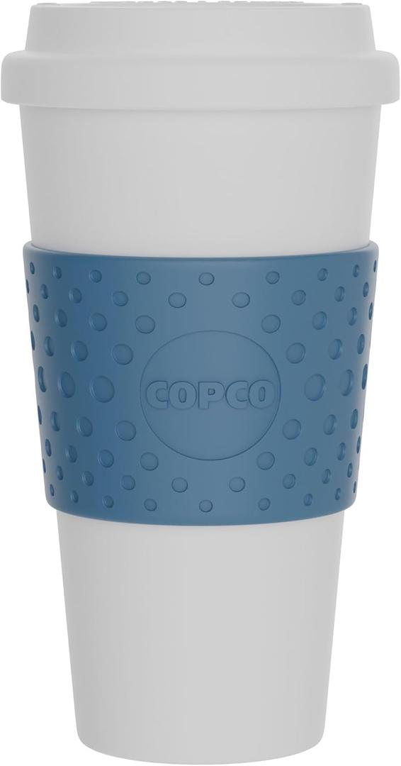 Copco Acadia 16 oz Travel Mug - Insulated Reusable Coffee Tumbler with Double-Walled Plastic, Leak-Proof Lid, BPA-Free - Portable Mug for Hot & Cold Drinks, Cup Holder Friendly (Blue)