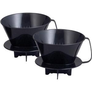 Fino Pour-Over Coffee Brewing Filter Cone, Number 4-Size, Black, Brews 8 to 12-Cups, Set of 1