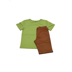 Green Tshirt, Brown Pants, M Size
