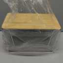 Qilinba Acrylic Garbage Bag Holder Dispenser with Bamboo Lid, Open Front Design, Clear Bins Organization and Storage for Kitchen, Cabinet, Under Sink, Pantry