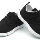 Toddler Sneakers  Wide Toe Box Barefoot Shoes for Boys & Girls, Breathable Mesh, Lightweight Non-Slip Walking & Running Shoes (Black)