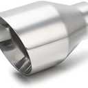 LCGP 2.5" inlet Universal Diesel Exhaust Tip 4.5" Outlet 07" Long Tail Tip, Polished & Double Wall Angle Cut