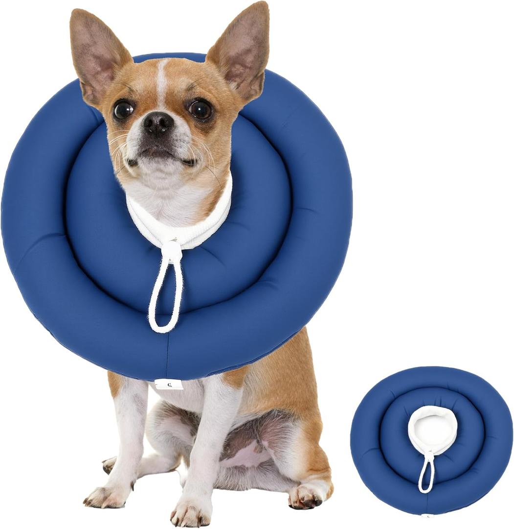 Soft Dog Cones, Recovery Dog Donut Collar After Surgery- Cone of Shame Alternative, Pet Elizabethan E-Collar Anti-Bite Lick Wound Healing Adjustable for Dogs, S