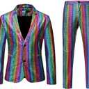 guangmu Disco Costume Men 70s Costume Men Suit Mens Disco Costume Christmas Suit Cosplay Party Nightclub Costume Suit