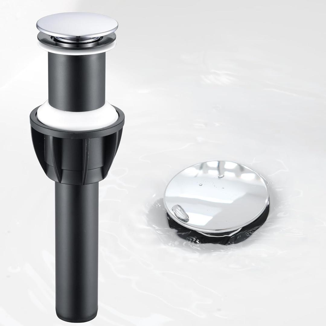 TIORIY Vessel Sink Drain Without Overflow, Bathroom Pop up Sink Drain Fit for 1 3/4 Inch Vessel Sink, Built-in Anti Clogging Sink Stopper, Chrome