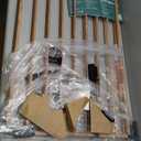 Babelio 34" Extra Tall Baby/Dog Gate with No Threshold Design Walk Thru Door, 26-43" Auto Close Safety Gate for Babies, Elders and Pets, Fits Doorways, Stairs, and Entryways, Brown Wood Pattern