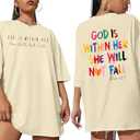 Ithalt Christian Tshirts Women Be The Light Shirts Religious Tees Casual Faith Short Sleeve Tops, L