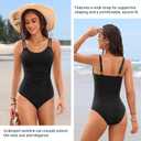 Daci Womens One Piece Swimsuit Tummy Control - Slimming Bathing Suit Scalloped Neck Swimwear 2026 (Black, XL)