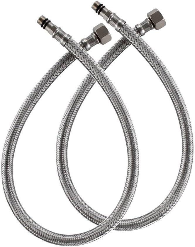 59" Extra Long Faucet Supply Lines Braided Stainless Steel Hose 3/8" Comp x M10 Male Connector Replacement Parts Hoses,Kitchen Bathroom Outdoor Faucet Sink Basin Water Hose,2 Pcs