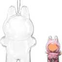 Protective Case for labubu, High Clear Standing Display Case Cover, Acrylic Display Box with Keychains (Doll Not Include)