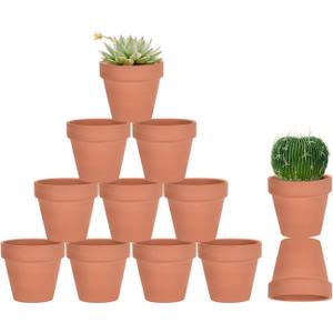 vensovo 12 Pcs 3" Tiny Terracotta & Terra Cotta Pots with Drainage - Small Mini Clay Ceramic Pottery Planter Ideal for Indoor/Outdoor Plants, Crafts, Wedding Favors