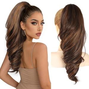Clip On Ponytails Claw Clip Hair Extensions Ponytail Extension, 18" Pony Tail Hair Pieces for Women 2-In-1 Drawstring & Claw Clip Ponytail for Creating High, Low, or Side Ponytails