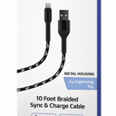 Zgear Metal Housing For Lightning Tip 10 Foot Braided Sync & Charge Cable