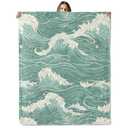Ocean Wave Throw Blanket for Girls Boys Kids Adults, 50x60 in, Cozy Flannel Blanket for Bedroom, Camping, Couch, Room Decor, Fuzzy Warm Soft Gifts