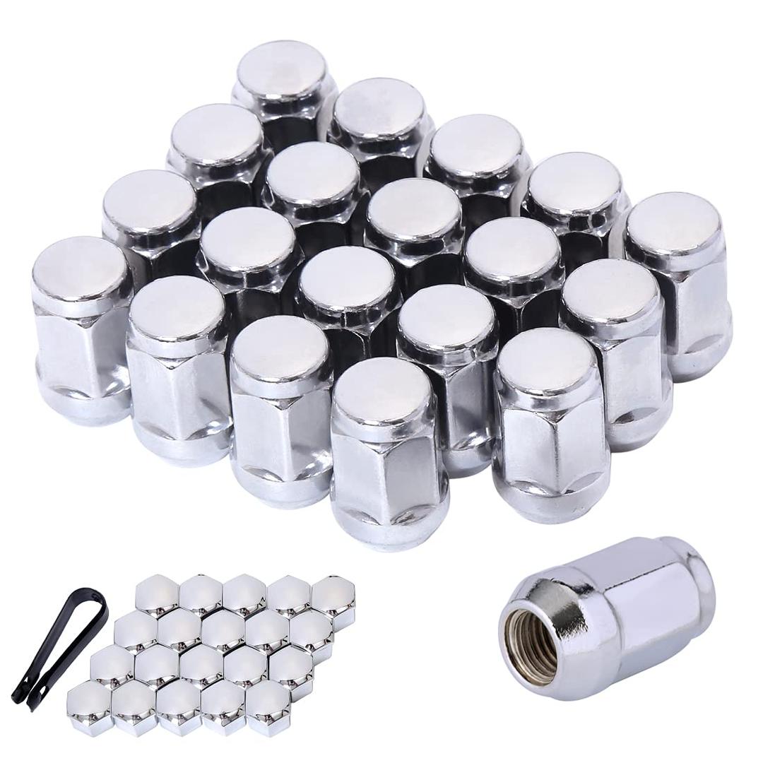1/2x20 Lug Nuts 1/2-20 Chrome 19mm (3/4") Hex 1.38" Long Set of 20 Acorn Lug Nuts Wheel Lug Nut Fit for Jeep Wrangler JK Jeep Grand Cherokee etc