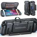 FASTSNAIL Switch 2 Protective Cover with 10,000mAh PD 20W Fast Charging Power Bank, Non-Slip Ergonomic Grip for Joycon 2, Anti-Scratch PC Front Cover with 12 Game Card Slots for Switch 2 Accessories