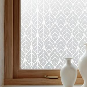OHTMERU Window Privacy Film Decorative Non-Adhesive, Reusable, Anti-Glare | Easy Install Static Cling Stained Glass for Bath,Front Door,Home Decor Sticker Opaque Heat Control UV Blocking, 35.4 x 78.7 inches