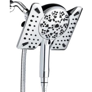 2.5 GPM Shower Head with Handheld: 2-in-1 High Pressure Shower Heads with Handheld Spray Combo 7.5" Rain Shower and 10 Spray Settings Handheld Shower Head, Detachable Showerhead with Hose (Chrome)