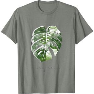 NEW Variegata Window Plant Monstera Deliciosa Tropical Leaf T-Shirt, Olive Heather, Large