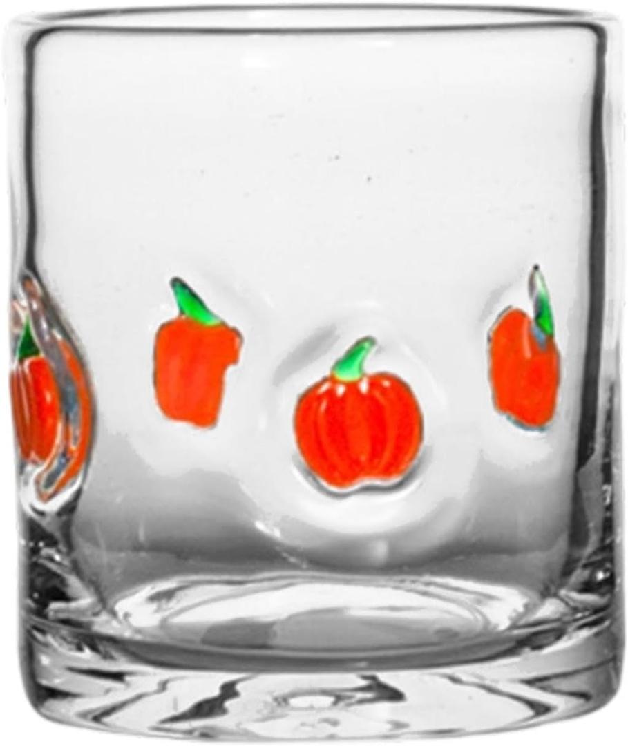 Christmas Drinking Glass, Snowman Themed Juice and Cocktail Cups, 14 oz Old Fashioned Glassware for Holiday Parties and Gifts, Clear Hand Blown Glass (D)