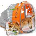 Pet Carrier Backpack Expandable for Cats and Small Dogs, Breathable Anti-Collapse Design, Airline Approved Travel Backpack for Hiking and Outdoor Use (Back Expandable-Orange)
