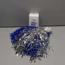 Thenshop Cheerleading Pom Poms 4 Pack Cheerleader Squad Spirited Fun Pompoms Cheer Hand Flowers Metallic Foil Pompoms for Adults Sports Meeting Team Spirit Cheering Party, Blue & Silver